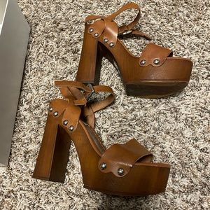 Steve Madden Shaylah cognac block heel size 6